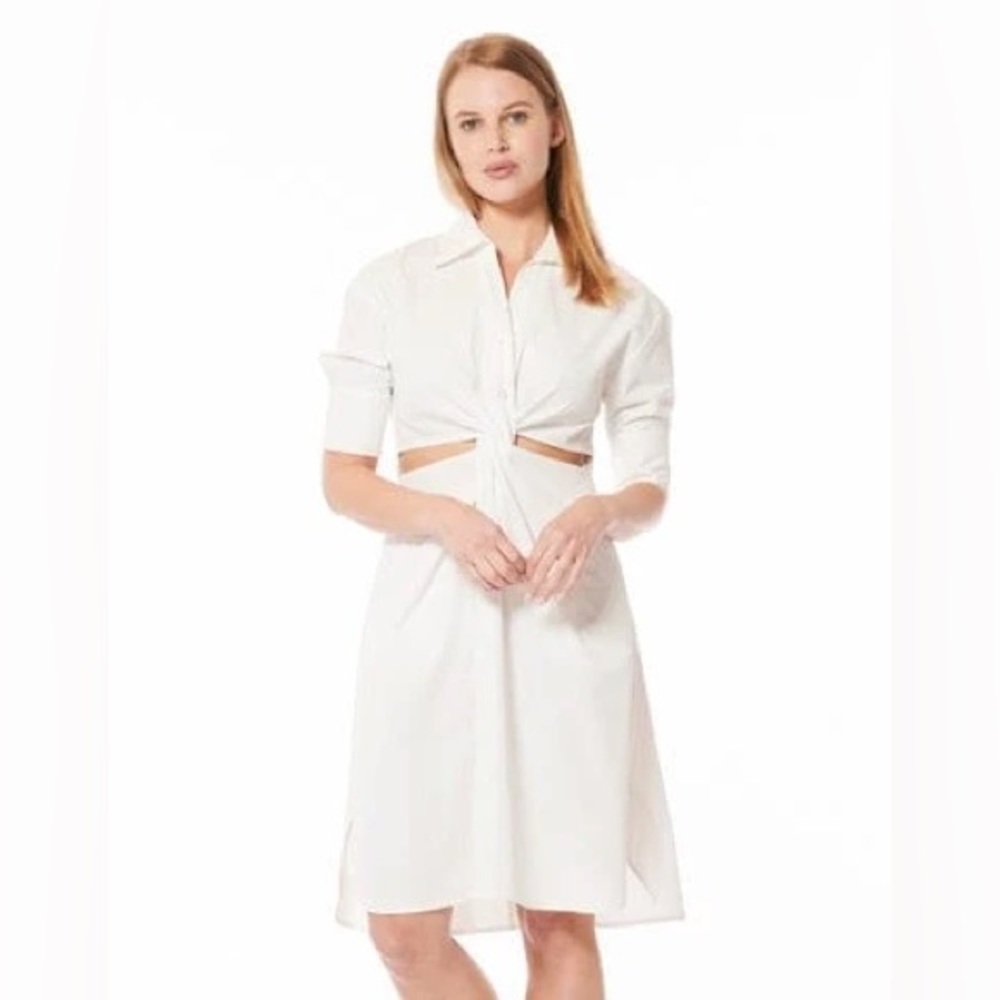 New with tags Gracia Poplin White Dress with Cutout Detail